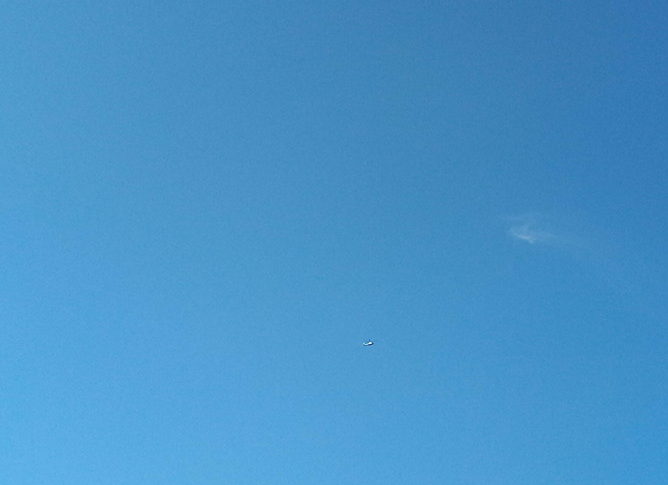 人の眼って本当に凄いですよね。私の目でも日の丸と青い機体はハッキリ見えました。