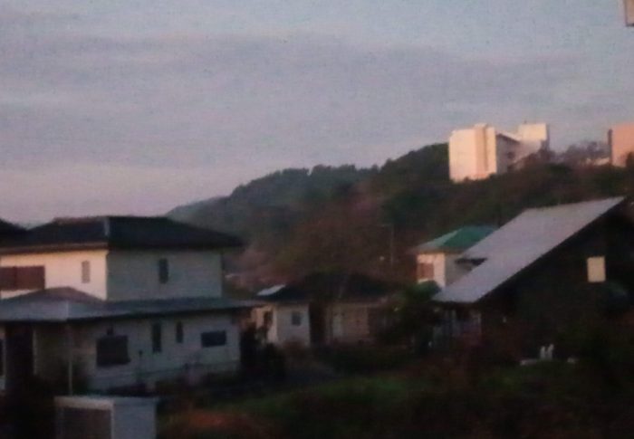 シーズン最初の寒波が来ました。周りのお家の屋根は真っ白です。